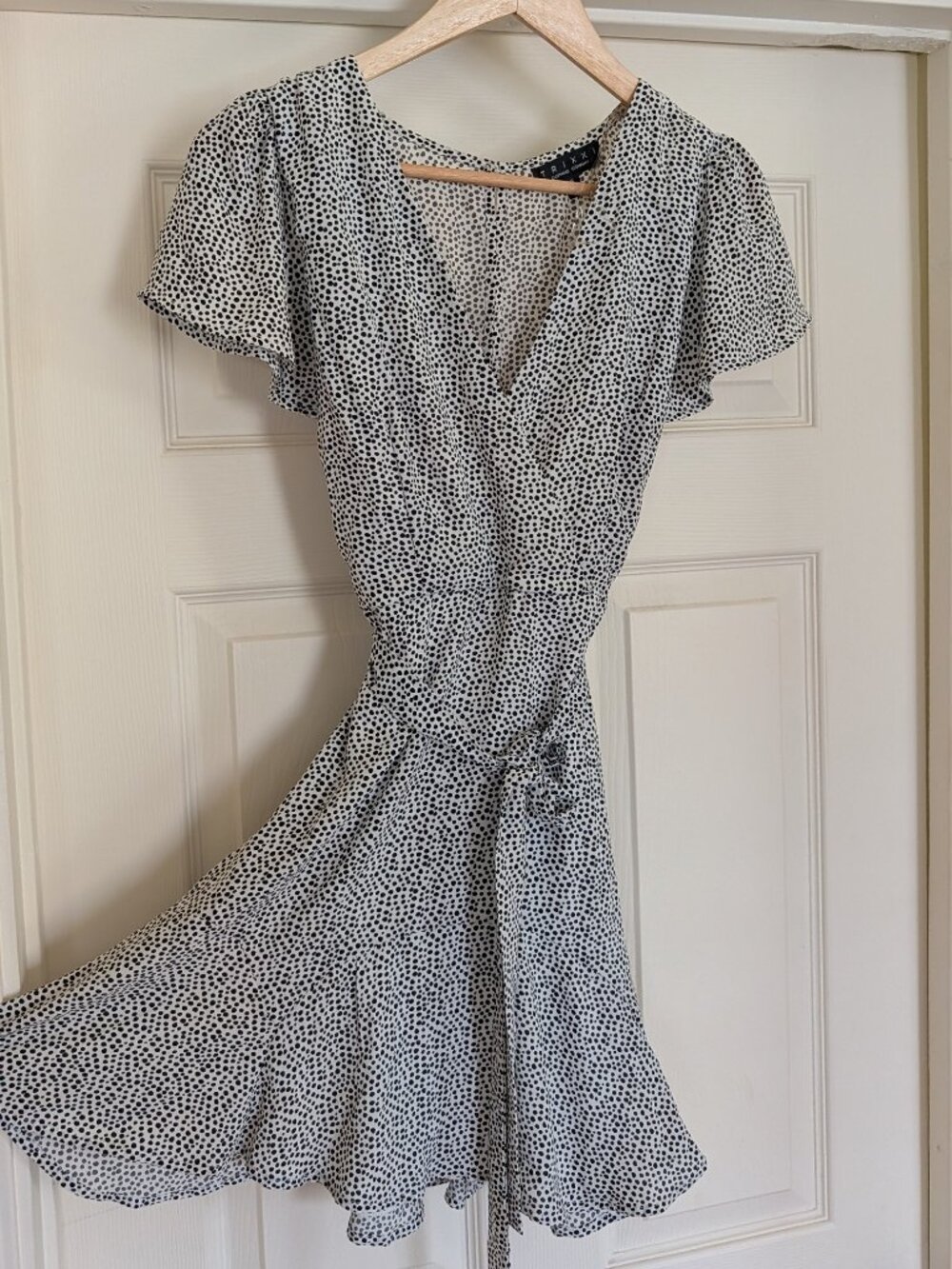Black & White Mini Faux Wrap Dress